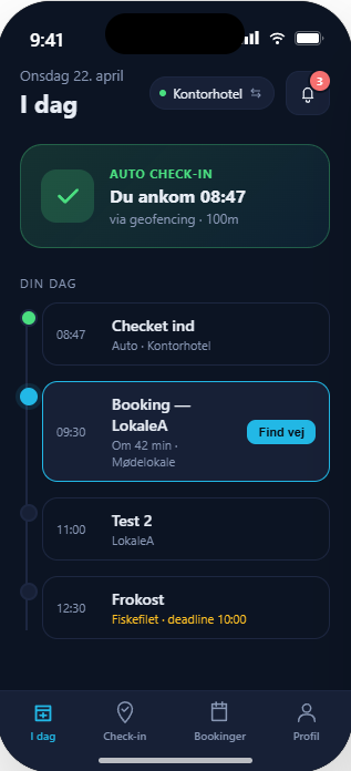 Arrivy mobilapp — I dag-feed