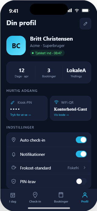 Profil i Arrivy mobilappen